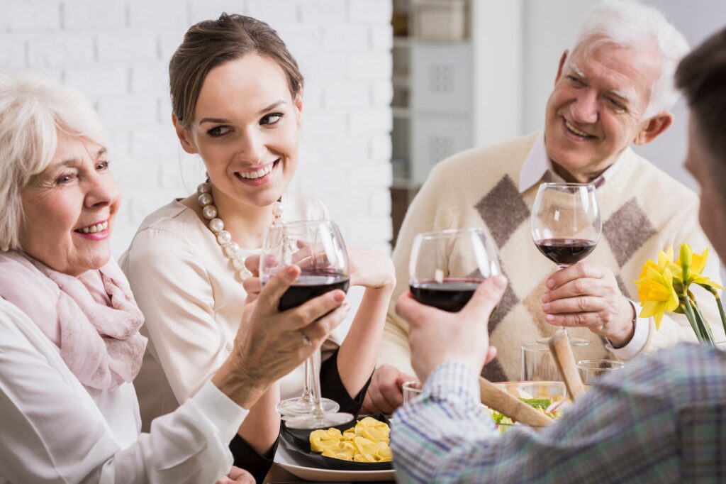 Family raising glasses